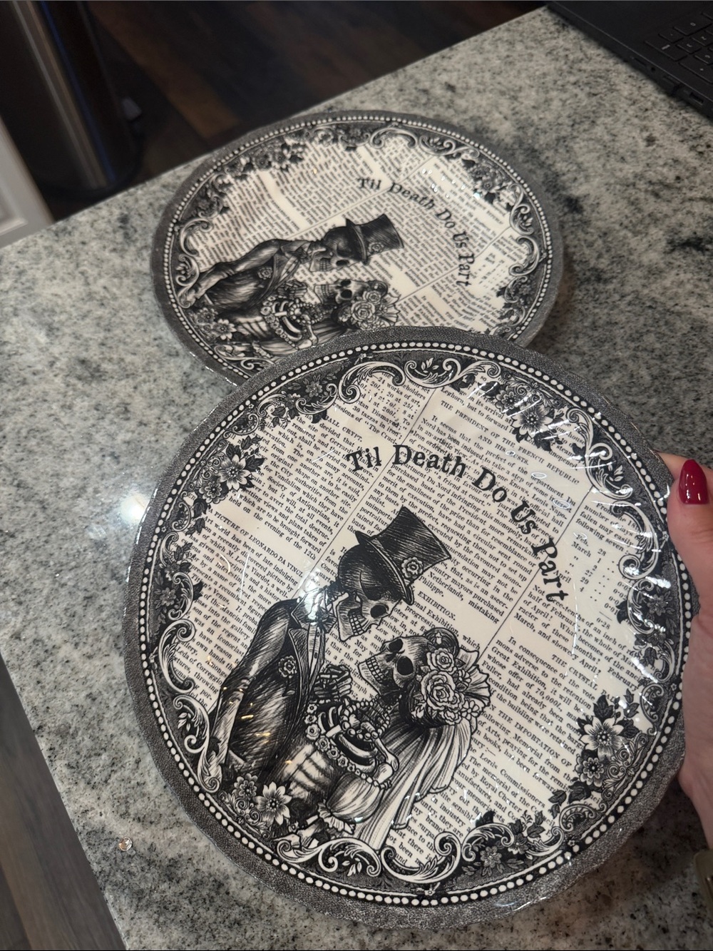 Black & White 'Till Death Do Us Part' Decorative Holiday Plate